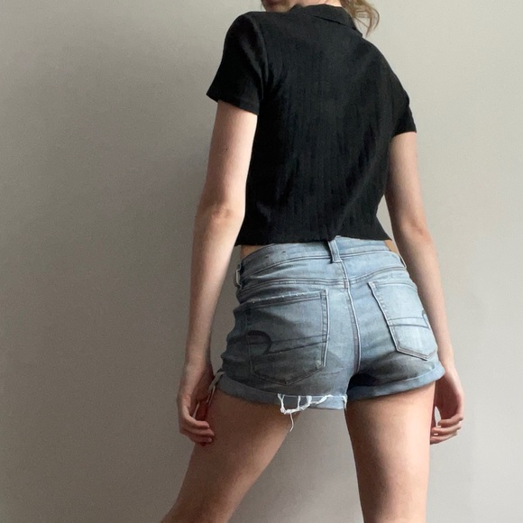 Collared black button down tee - Picture 3 of 4